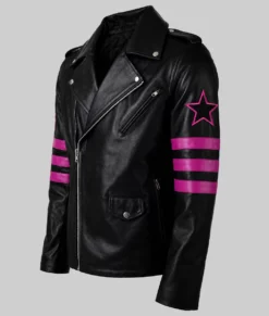 Bret Black Leather Biker Jacket-Left
