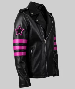 Bret Black Leather Biker Jacket-Right