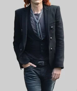 Crowley Black Cotton Blazer-Front View
