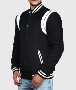 Isaac Men's Black Leather Varsity Jacket - NYC Jackets
