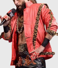 Wrestler Enzo Amore Red Leather Jacket