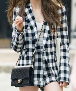 Lily Collins Emily in Paris Check Blazer