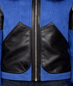Elizabeth Women's Blue Bomber Leather Jacket-Zoom