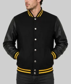 Men’s Pittsburgh Black Varsity Jacket-Front
