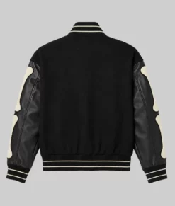 Bones Letterman Black & White Varsity Jacket-Back Black
