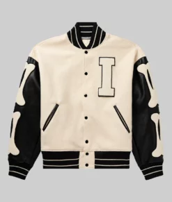 Bones Letterman Black & White Varsity Jacket-Front White