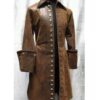 Steampunk Captain Men Brown Leather Coat