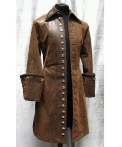 Steampunk Captain Men Brown Leather Coat