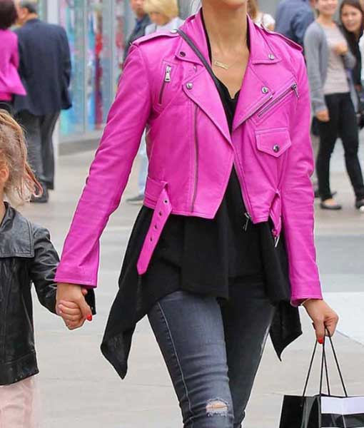 Jessica Alba Pink Biker Jacket