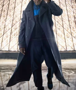 Lupin Assane Diop Dark Grey Coat-Front