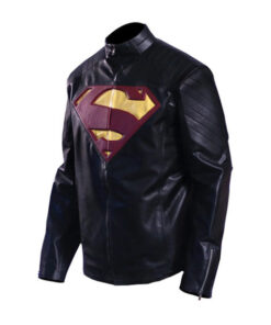 Superman Man Of Steel Black Leather Jacket