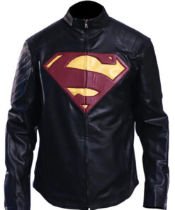 Superman Man Of Steel Black Leather Jacket