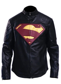 Superman Man Of Steel Black Leather Jacket
