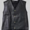 Steve Austin Black Leather Vest-Front