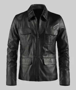 Damon Salvatore The Vampire Diaries Leather Jacket-Front