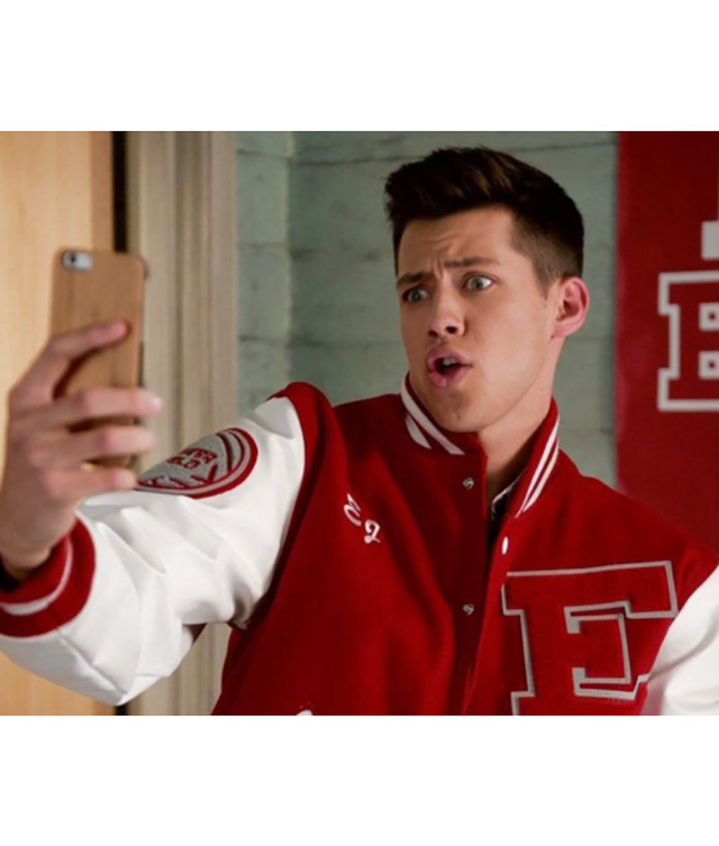 High School Musical Matt Cornett Red and White Varsity Jacket
