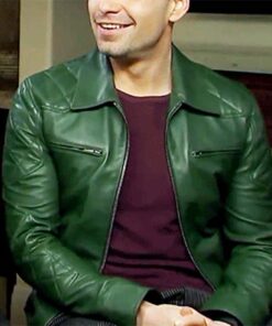 Sebastian Stan Green Leather Jacket