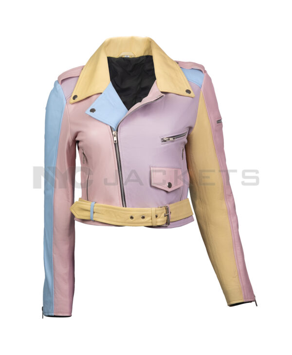 Women’s Rainbow Pastel Moto Jacket