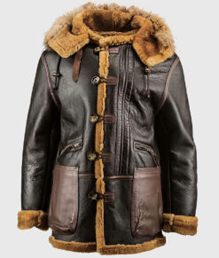 Connor Men's Dark Brown B-7 Bomber Leather Jacket - Dark Brown B-7 Bomber Leather Jacket for Men - Front View