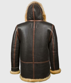 Connor Men's Dark Brown B-7 Bomber Leather Jacket - Dark Brown B-7 Bomber Leather Jacket for Men - Back View