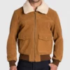 Louis Men's Brown G-1 Bomber Suede Jacket-Front