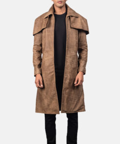 Men's Classic Brown Leather Duster
