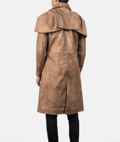 Men's Classic Brown Leather Duster