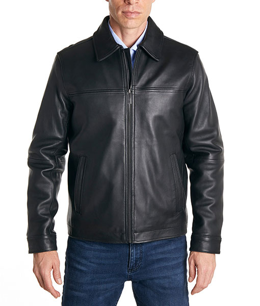 Men's Classic Leather Jacket | Perry Ellis Jacket