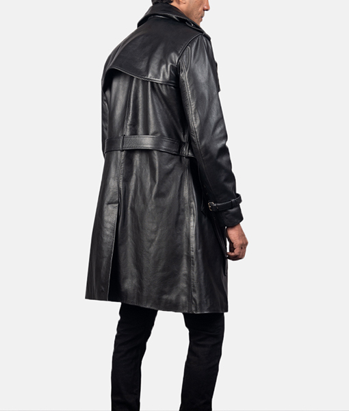 Men's Kenneth Black Leather Duster Coat