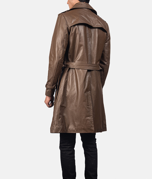 Men's Kenneth Brown Leather Duster Coat