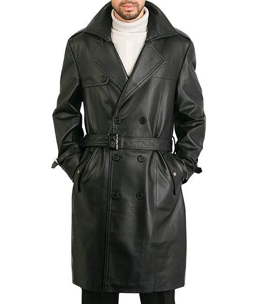 Justin Men's Leather Trench Coat