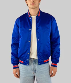 NY Starter Blue Bomber Jacket-Front
