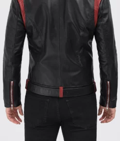 Nathan Men's Black Biker Leather Jacket-Zoom