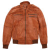 Men's Brown Leather Bomber Jacket