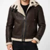 Men's Vintage Brown B-6 Bomber Leather Jacket-Front