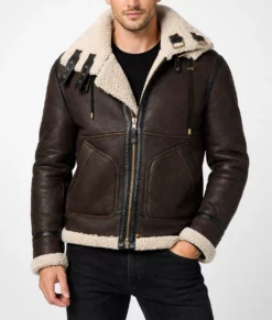 Men's Vintage Brown B-6 Bomber Leather Jacket-Front