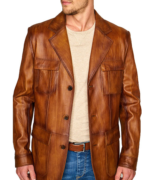 Men's Vintage Leather Blazer