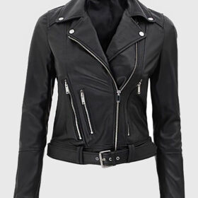 Penny Women's Black Biker Leather Jacket | NYC Jackets
