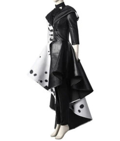 Cruella De Vil Cosplay Leather Coat | Black and White Coat Cruella De Vil Cosplay Leather Coat | Black and White Coat