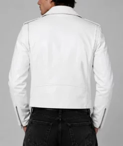 Men's Paradise City White Leather Biker Jacket-Back