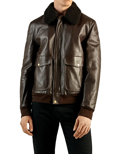 Men's Shearling Bomber Leather Jacket