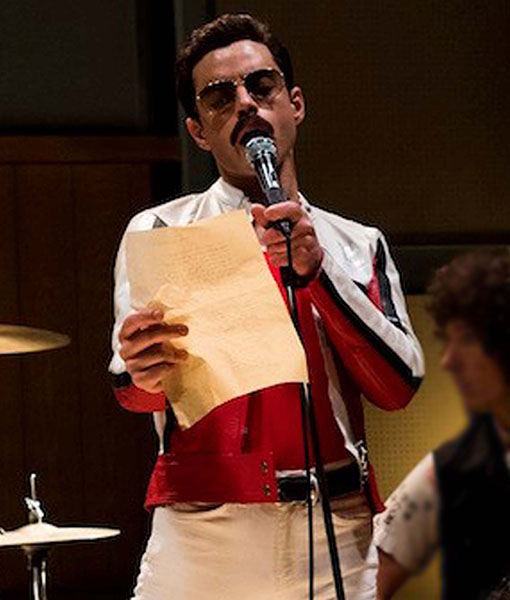 Rami Malek Bohemian Rhapsody Red and White Leather Jacket
