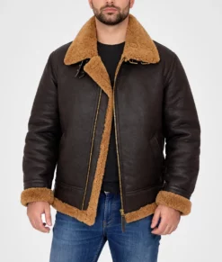 Victor Men's Black Hooded B-3 Bomber Leather Jacket - NYC Jackets