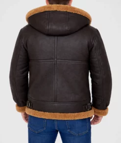 Victor Men's Black Hooded B-3 Bomber Leather Jacket - NYC Jackets Victor Men's Black Hooded B-3 Bomber Leather Jacket - NYC Jackets
