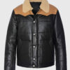 Emeric Mens Black Bomber Leather Jacket - Black Bomber Leather Jacket for Mens - Front View