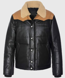 Emeric Mens Black Bomber Leather Jacket - Black Bomber Leather Jacket for Mens - Front View