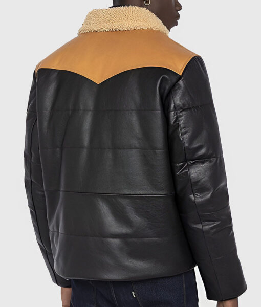 Emeric Mens Black Bomber Leather Jacket - Black Bomber Leather Jacket for Mens - Side View