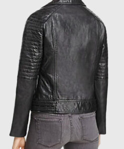 Kimberley Women's Black Leather Biker Jacket - Black Leather Biker Jacket for Women - Back View
