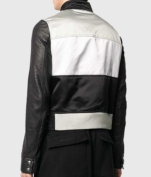 Marcel Men's Black Leather Biker Jacket - Black Leather Biker Jacket for Men - Back View