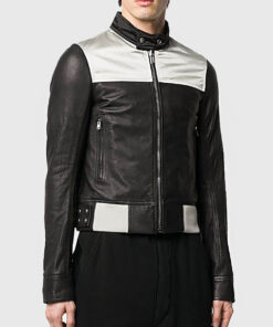 Marcel Men's Black Leather Biker Jacket - Black Leather Biker Jacket for Men - Side View
